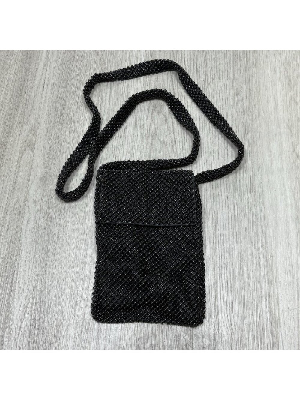 Vintage Sparkly Metal Mesh Black Beaded Crossbody / Shoulder Bag by Marlo